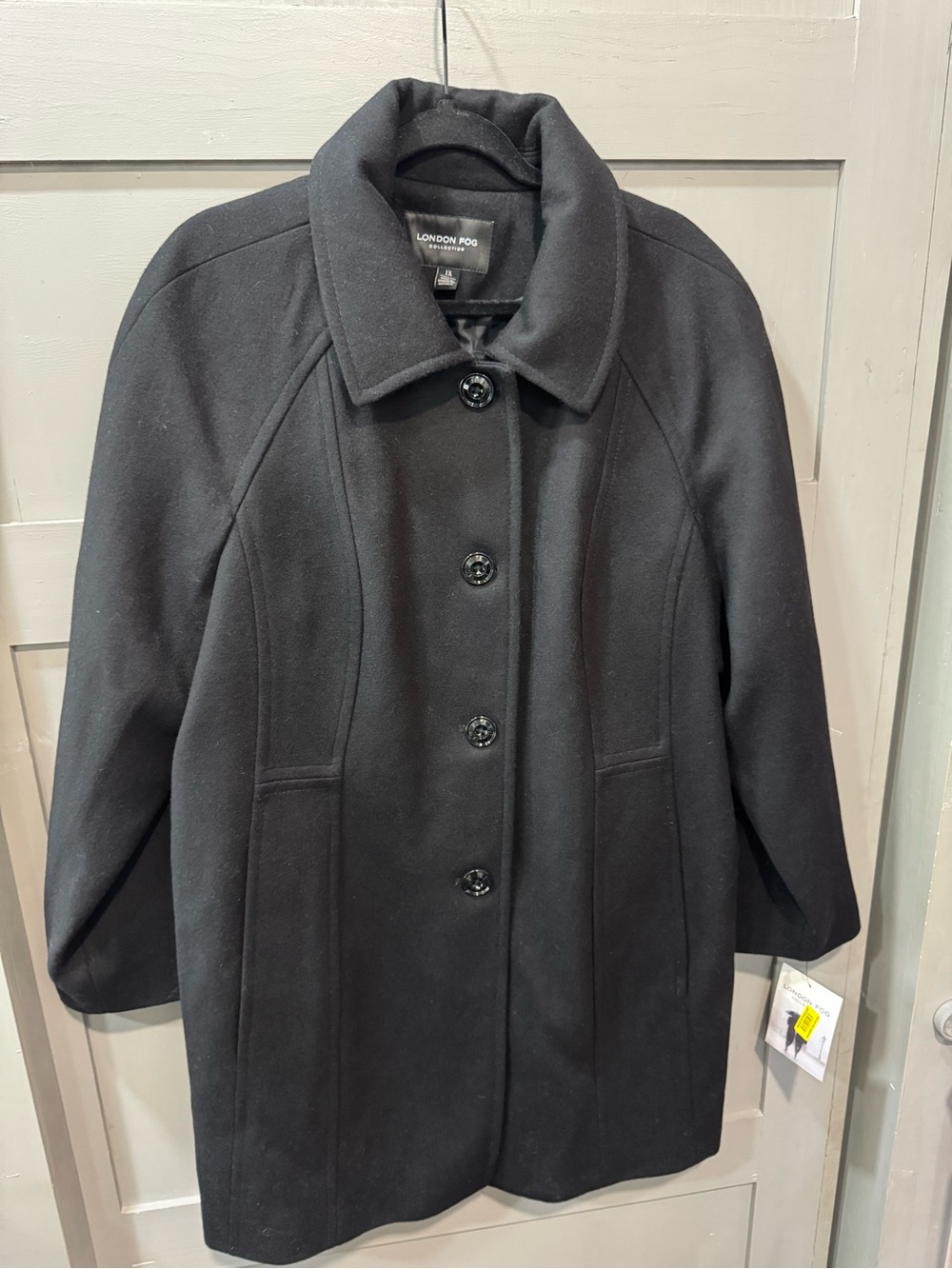 London Fog Black Wool-Blend Single-Breasted Pea Coat